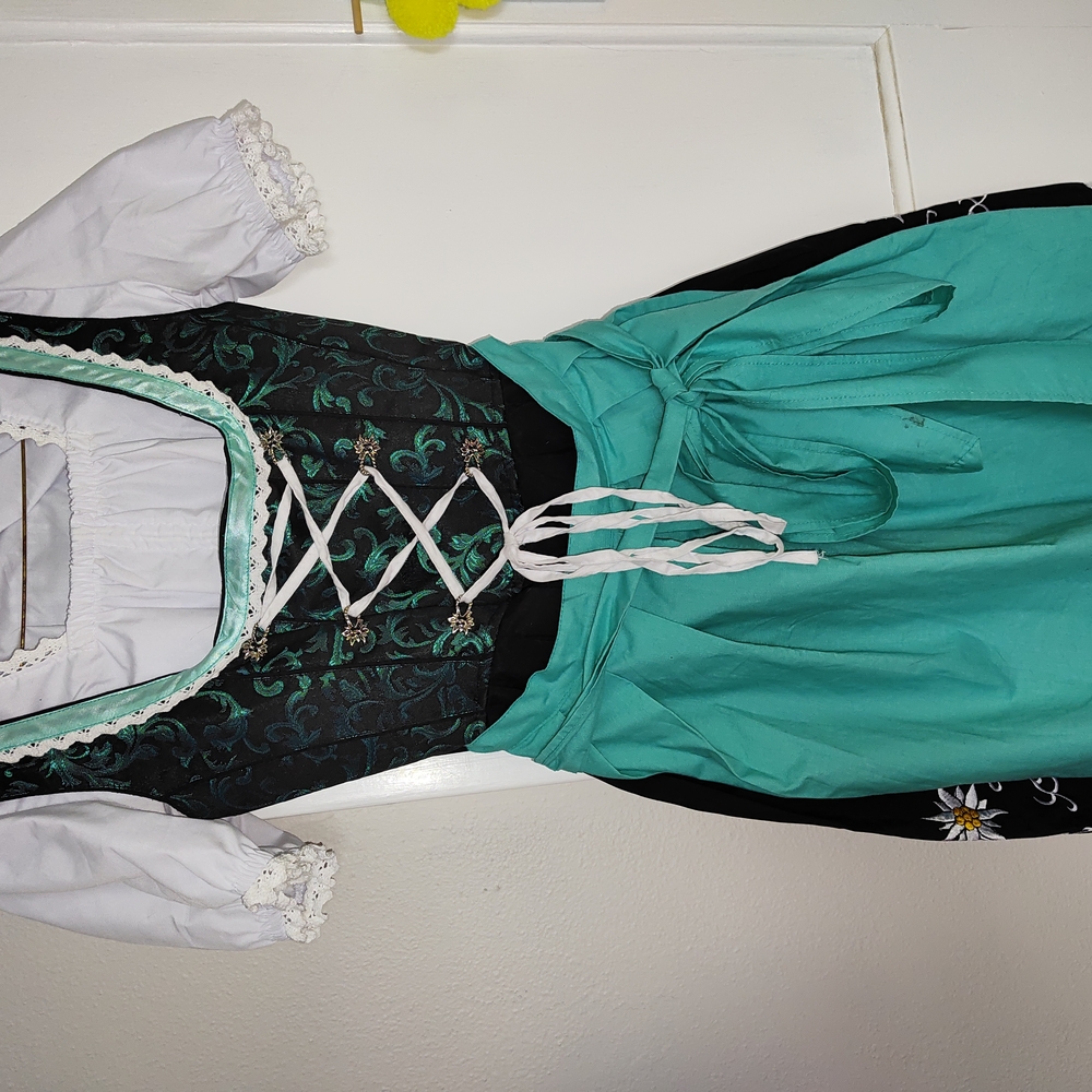 Elegant Green and Black Dirndl Dress